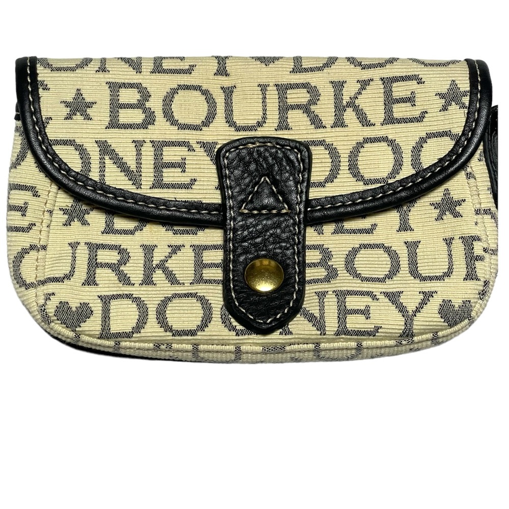 [GUC] {Dooney & Bourke}[Signature Logo Jacquard/Leather Trim Wristlet] {6” x 4”}